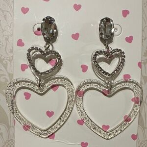 Silver Heart Dangle Earrings